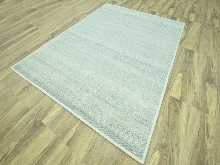 8'2" x 10'2" New Hand Knotted Grey Wool Rectangle Oriental Rug - MOA10276977