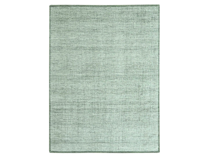 9'1" x 11'11" New Hand Knotted Green Wool Rectangle Oriental Rug - MOA10276984