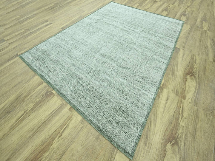 9'1" x 11'11" New Hand Knotted Green Wool Rectangle Oriental Rug - MOA10276984