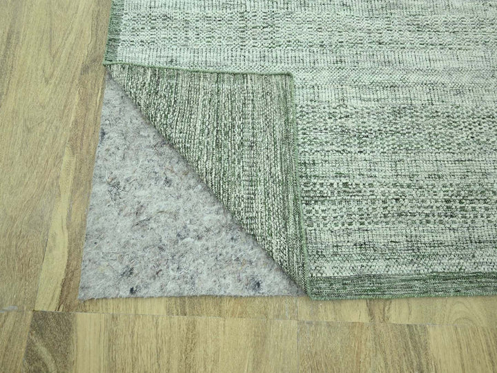 9'1" x 11'11" New Hand Knotted Green Wool Rectangle Oriental Rug - MOA10276984