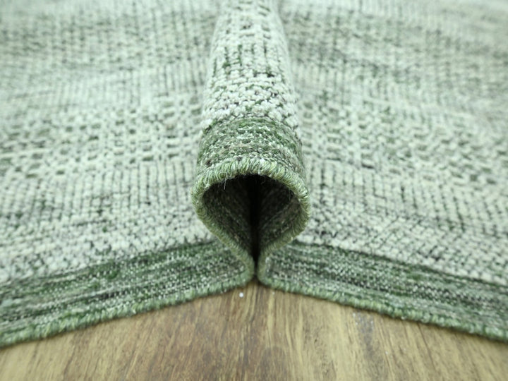 9'1" x 11'11" New Hand Knotted Green Wool Rectangle Oriental Rug - MOA10276984