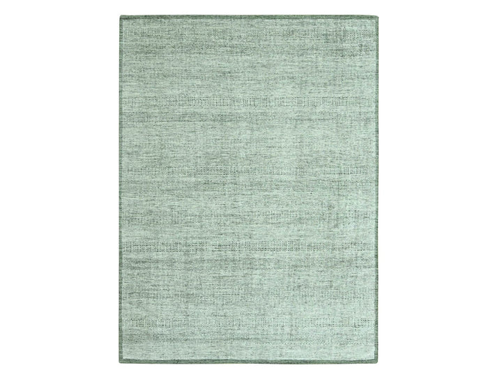 9'1" x 11'11" New Hand Knotted Green Wool Rectangle Oriental Rug - MOA10276985