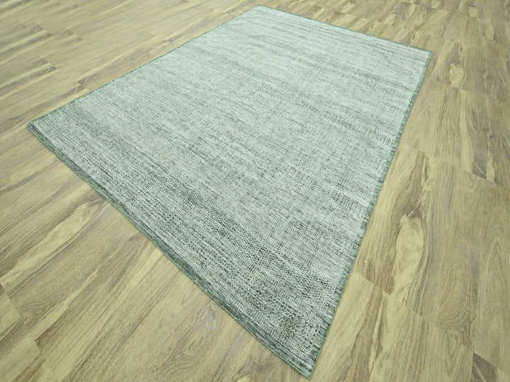9'1" x 11'11" New Hand Knotted Green Wool Rectangle Oriental Rug - MOA10276985