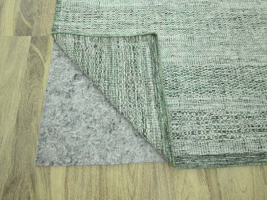 9'1" x 11'11" New Hand Knotted Green Wool Rectangle Oriental Rug - MOA10276985