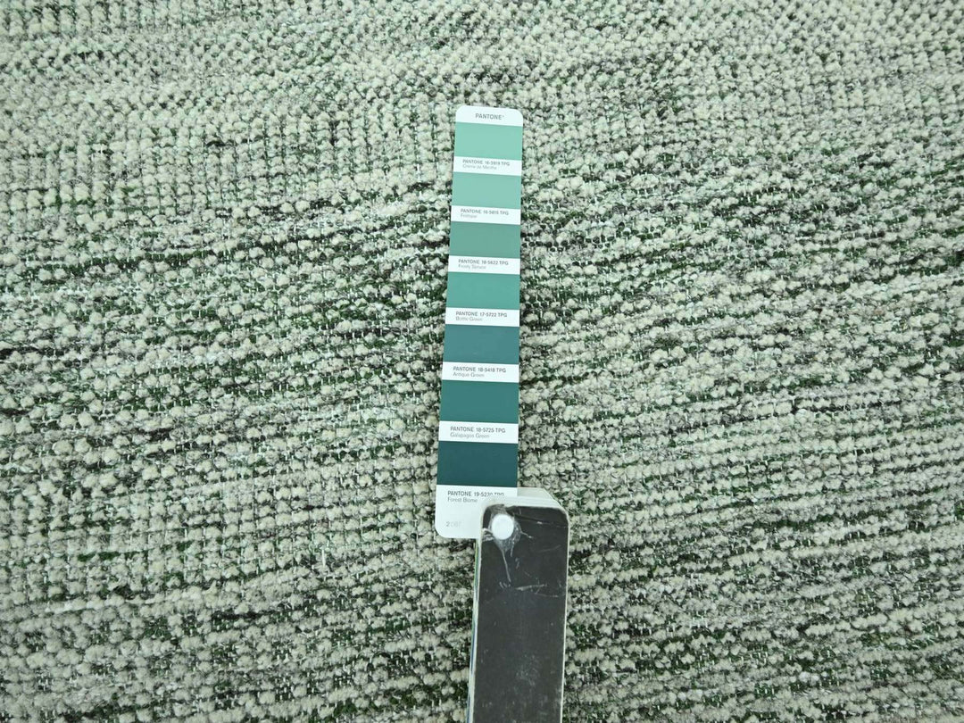 9'1" x 11'11" New Hand Knotted Green Wool Rectangle Oriental Rug - MOA10276985