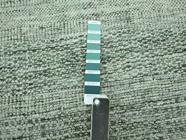 9'1" x 11'11" New Hand Knotted Green Wool Rectangle Oriental Rug - MOA10276985