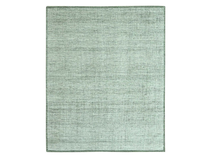 8'10" x 12'2" New Hand Knotted Green Wool Rectangle Oriental Rug - MOA10276986