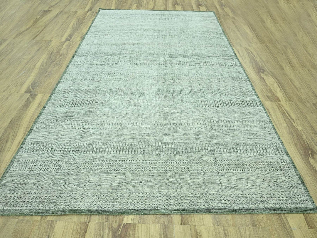 8'10" x 12'2" New Hand Knotted Green Wool Rectangle Oriental Rug - MOA10276986