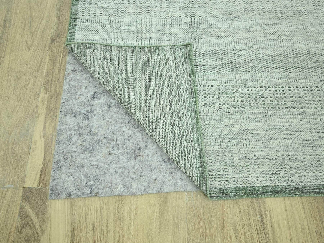 8'10" x 12'2" New Hand Knotted Green Wool Rectangle Oriental Rug - MOA10276986