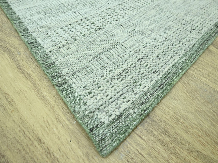 8'10" x 12'2" New Hand Knotted Green Wool Rectangle Oriental Rug - MOA10276986