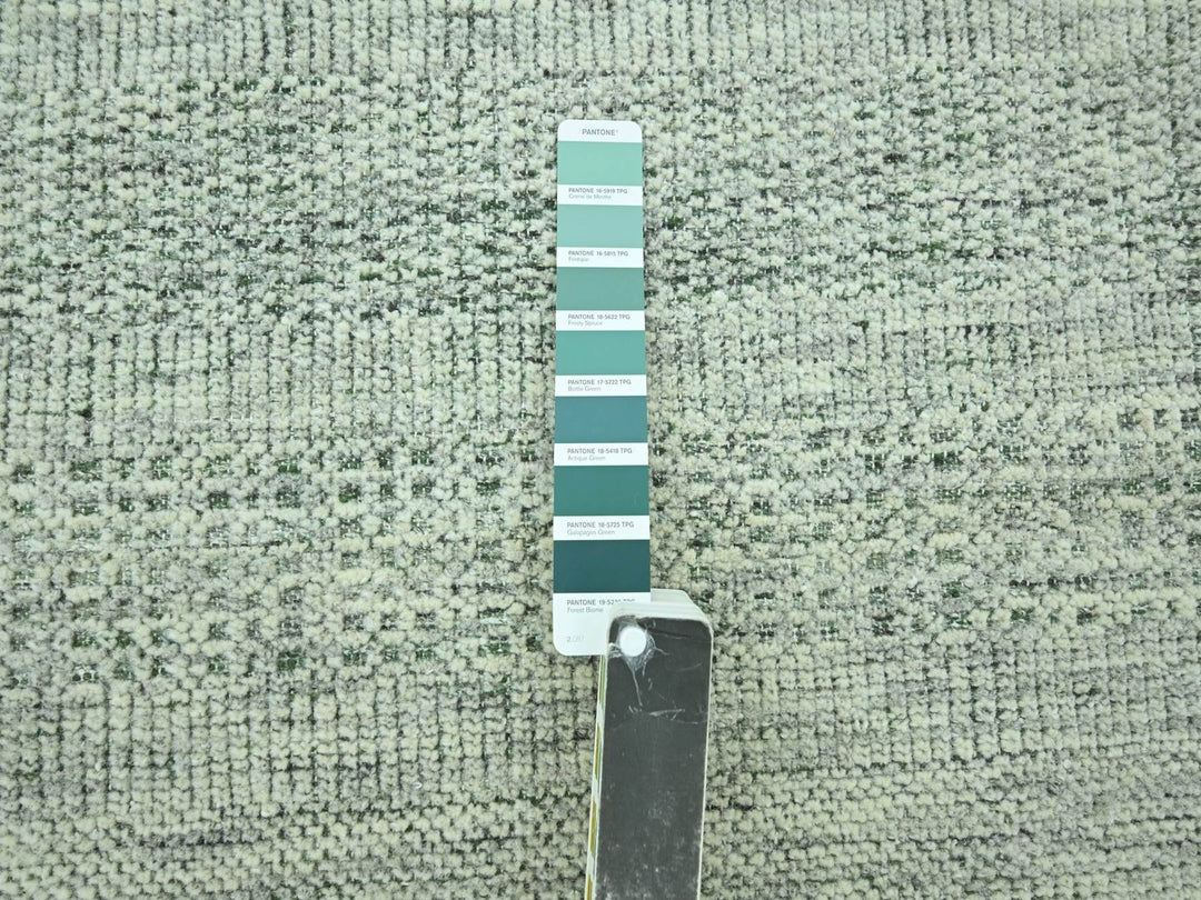 8'10" x 12'2" New Hand Knotted Green Wool Rectangle Oriental Rug - MOA10276986