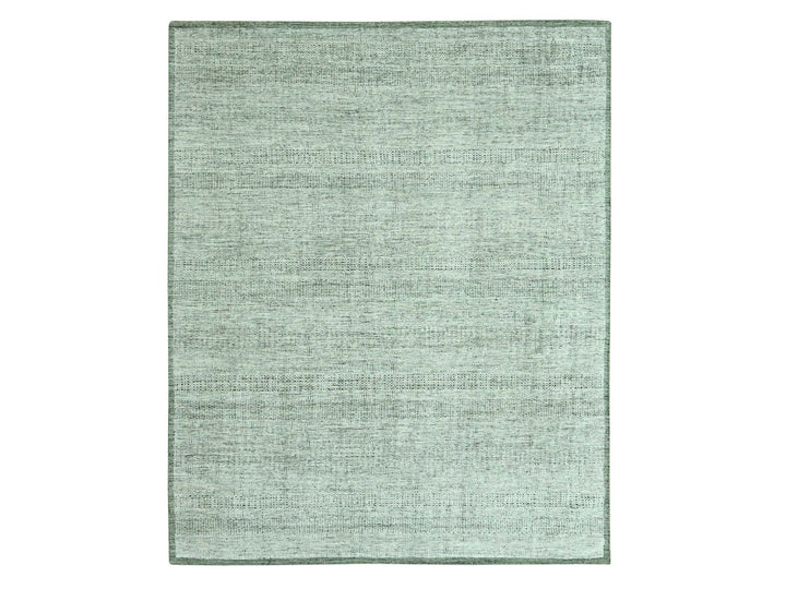 8'0" x 10'2" New Hand Knotted Green Wool Rectangle Oriental Rug - MOA10276987