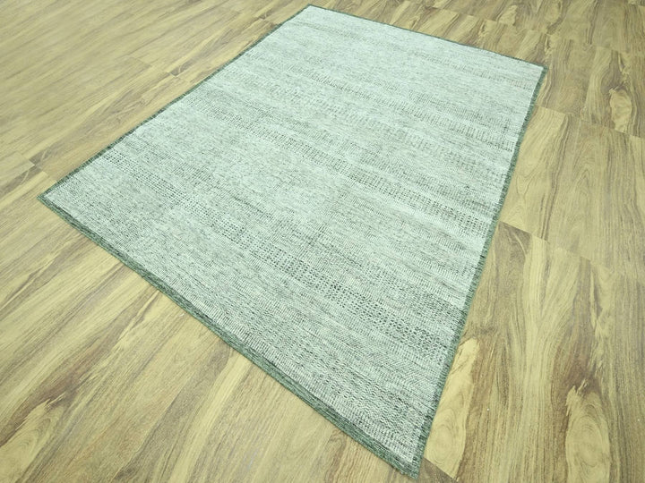 8'0" x 10'2" New Hand Knotted Green Wool Rectangle Oriental Rug - MOA10276987