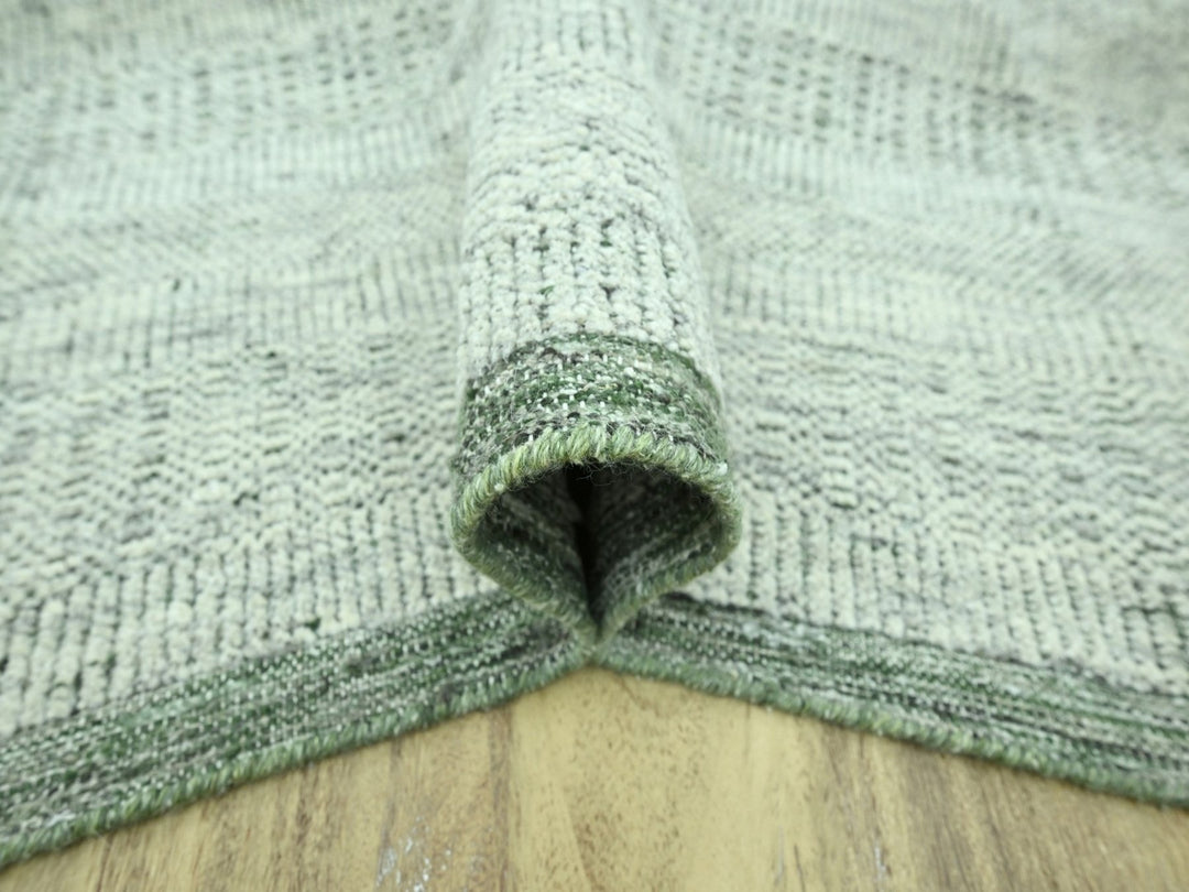 8'0" x 10'2" New Hand Knotted Green Wool Rectangle Oriental Rug - MOA10276987