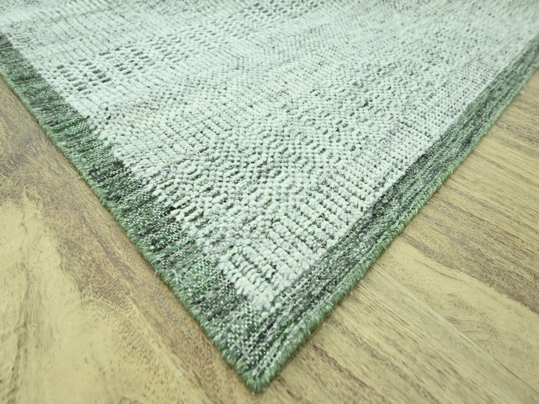 8'0" x 10'2" New Hand Knotted Green Wool Rectangle Oriental Rug - MOA10276987