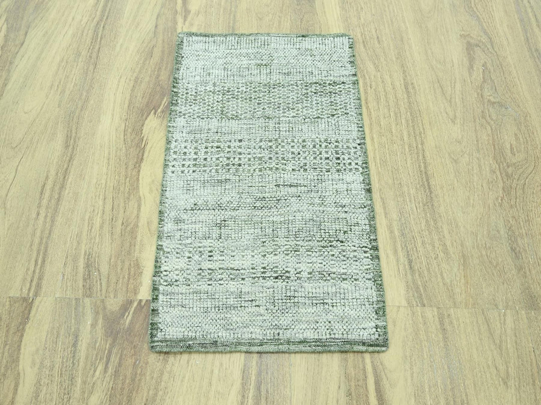 2'0" x 3'0" New Hand Knotted Green Wool Rectangle Oriental Rug - MOA10276990