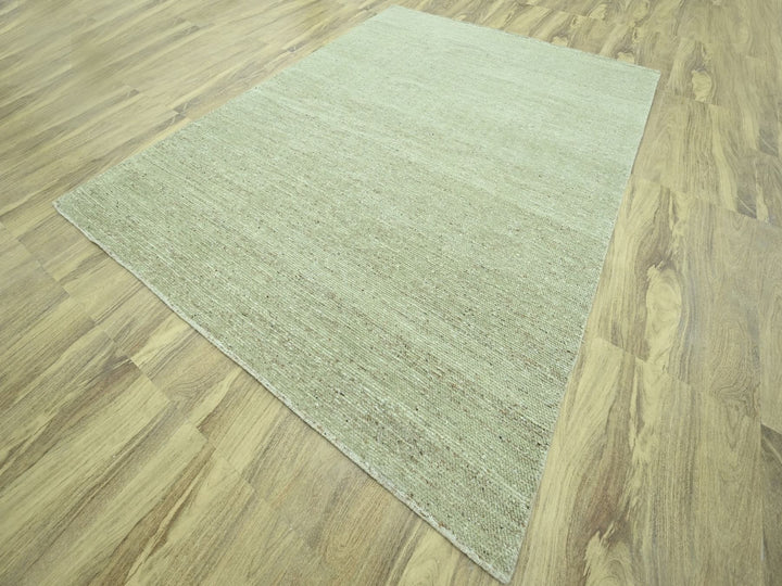 9'0" x 12'0" New Hand Knotted Green Wool Rectangle Oriental Rug - MOA10276991