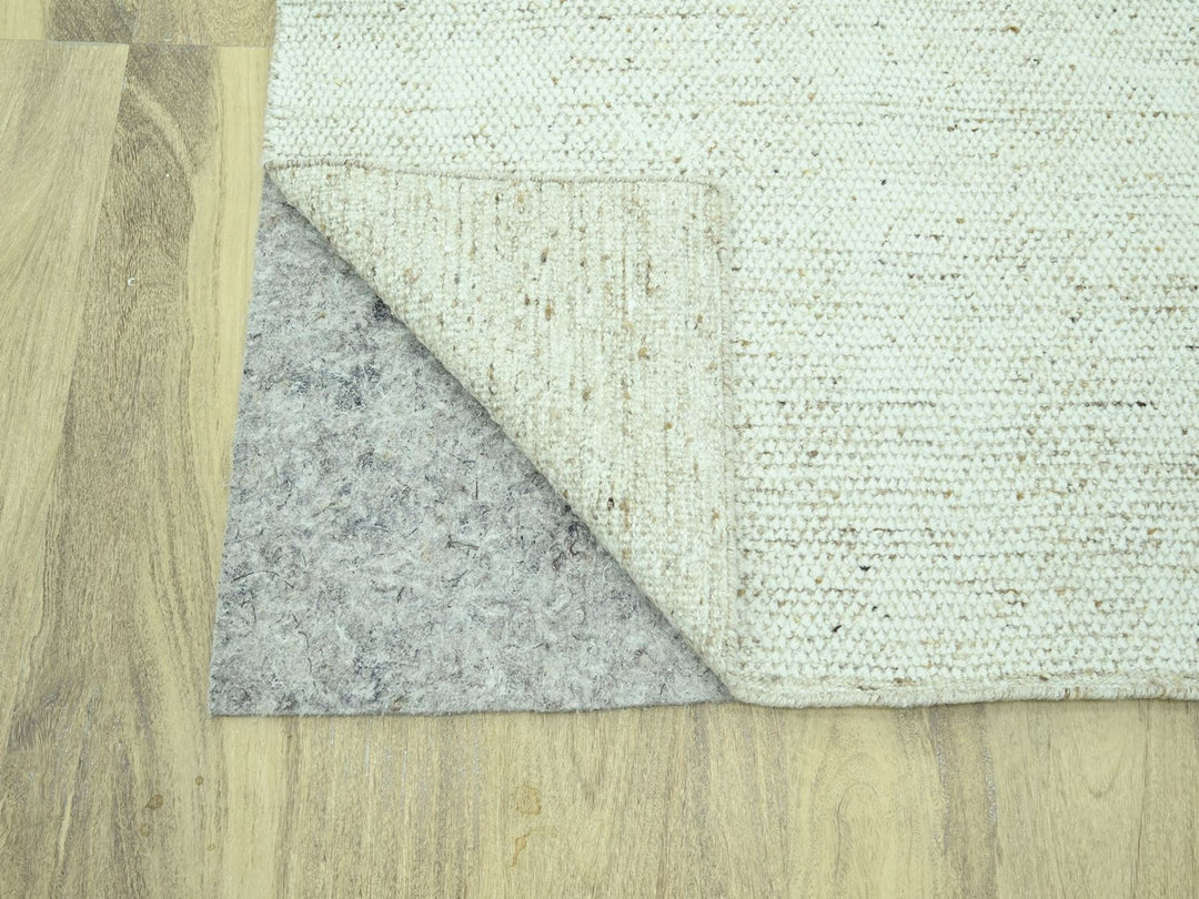 9'0" x 12'0" New Hand Knotted Ivory Wool Rectangle Oriental Rug - MOA10276993