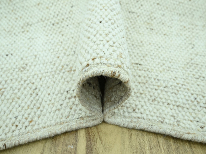 9'0" x 12'0" New Hand Knotted Ivory Wool Rectangle Oriental Rug - MOA10276993