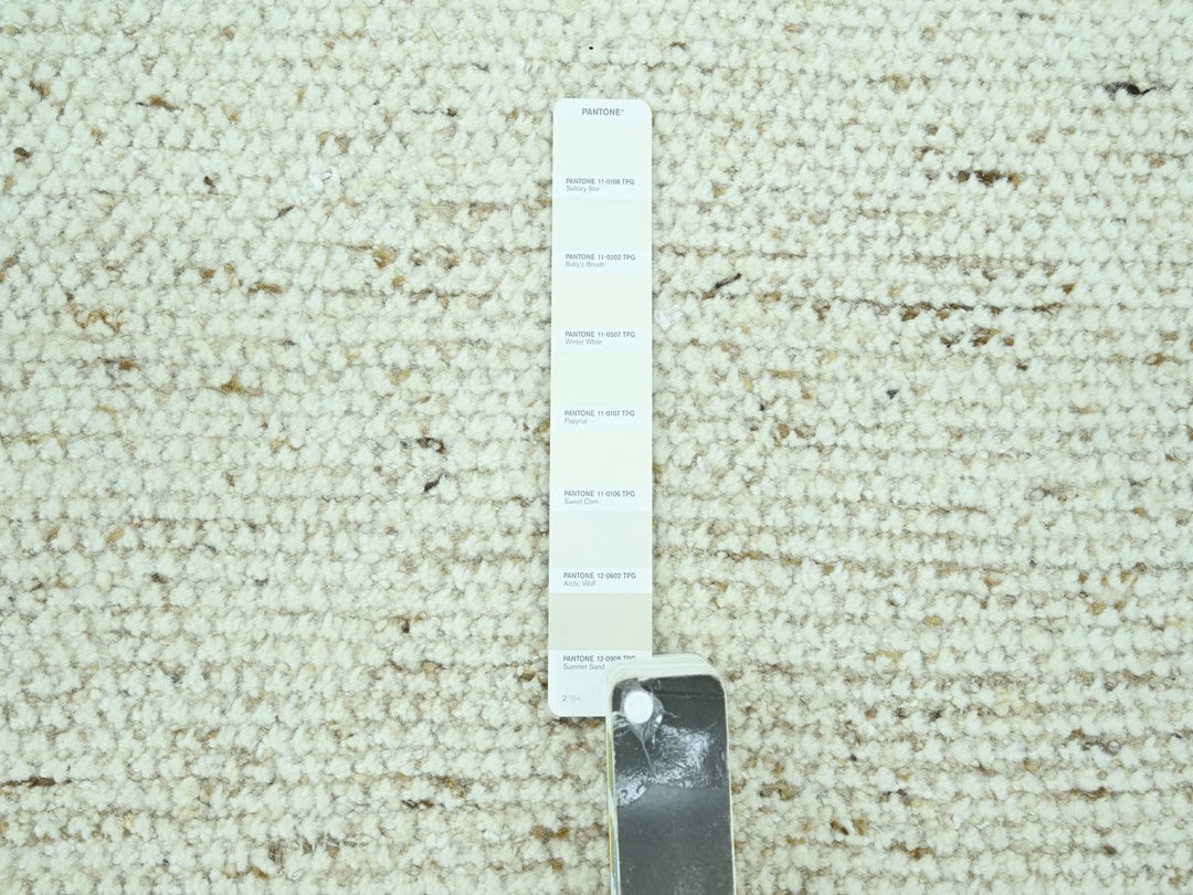 9'0" x 12'0" New Hand Knotted Ivory Wool Rectangle Oriental Rug - MOA10276993