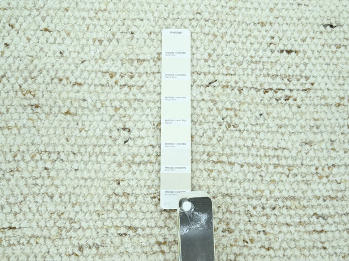 9'0" x 12'0" New Hand Knotted Ivory Wool Rectangle Oriental Rug - MOA10276993