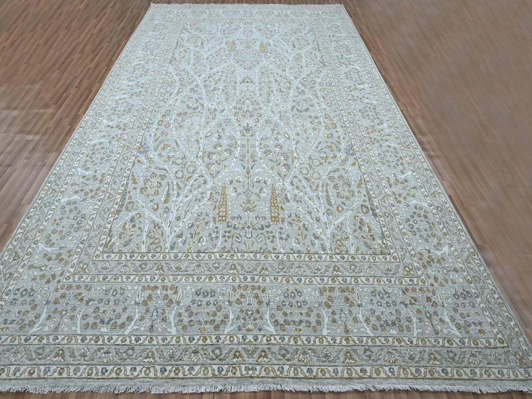10'0" x 14'2" New Hand Knotted Grey Wool Rectangle Oriental Rug - MOA10276995