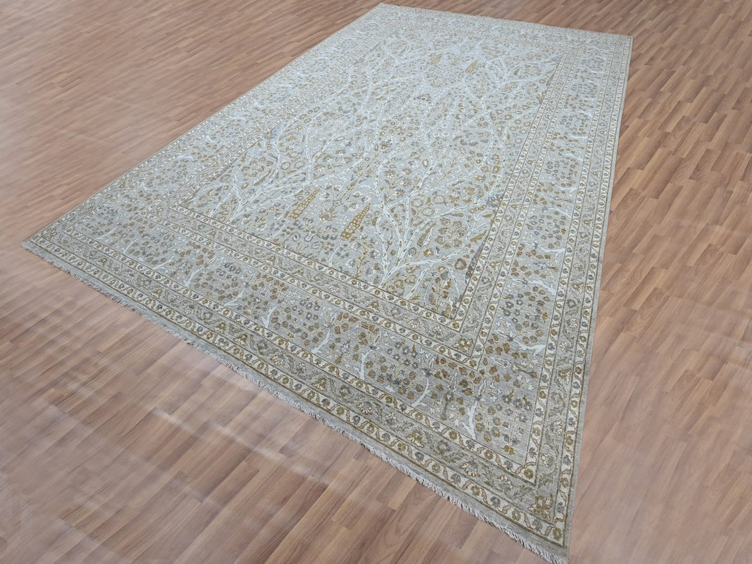 10'0" x 14'2" New Hand Knotted Grey Wool Rectangle Oriental Rug - MOA10276995