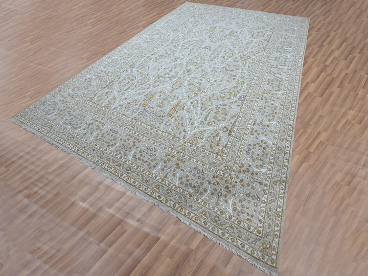 10'0" x 14'2" New Hand Knotted Grey Wool Rectangle Oriental Rug - MOA10276995