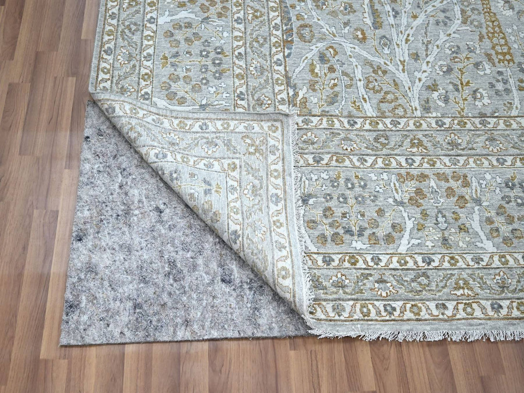 10'0" x 14'2" New Hand Knotted Grey Wool Rectangle Oriental Rug - MOA10276995