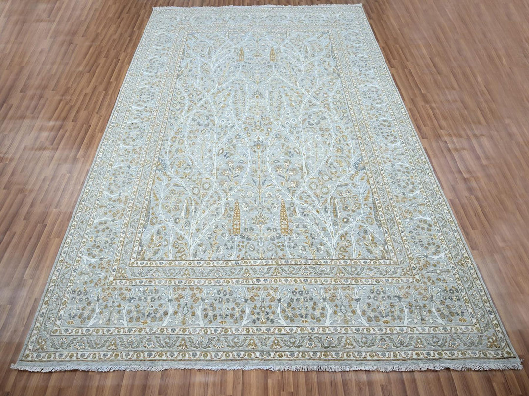 9'2" x 12'0" New Hand Knotted Grey Wool Rectangle Oriental Rug - MOA10276996