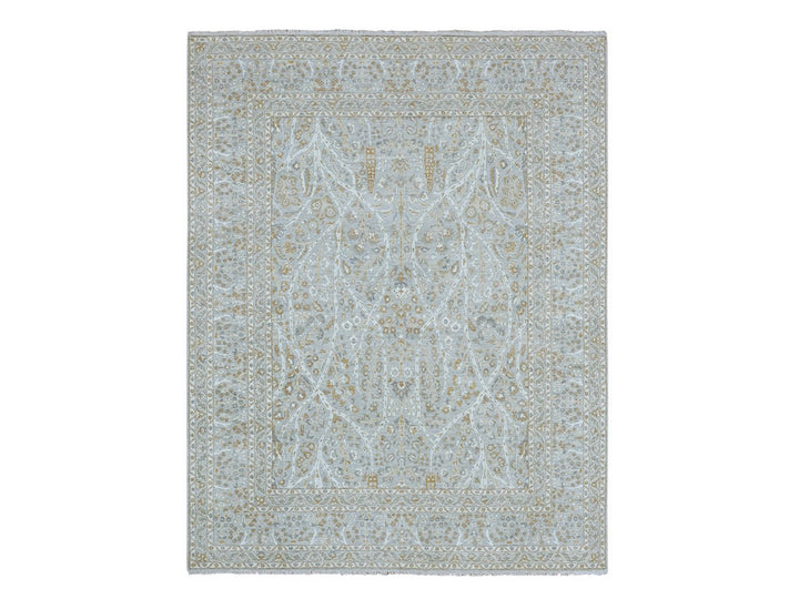 8'2" x 10'3" New Hand Knotted Grey Wool Rectangle Oriental Rug - MOA10276997