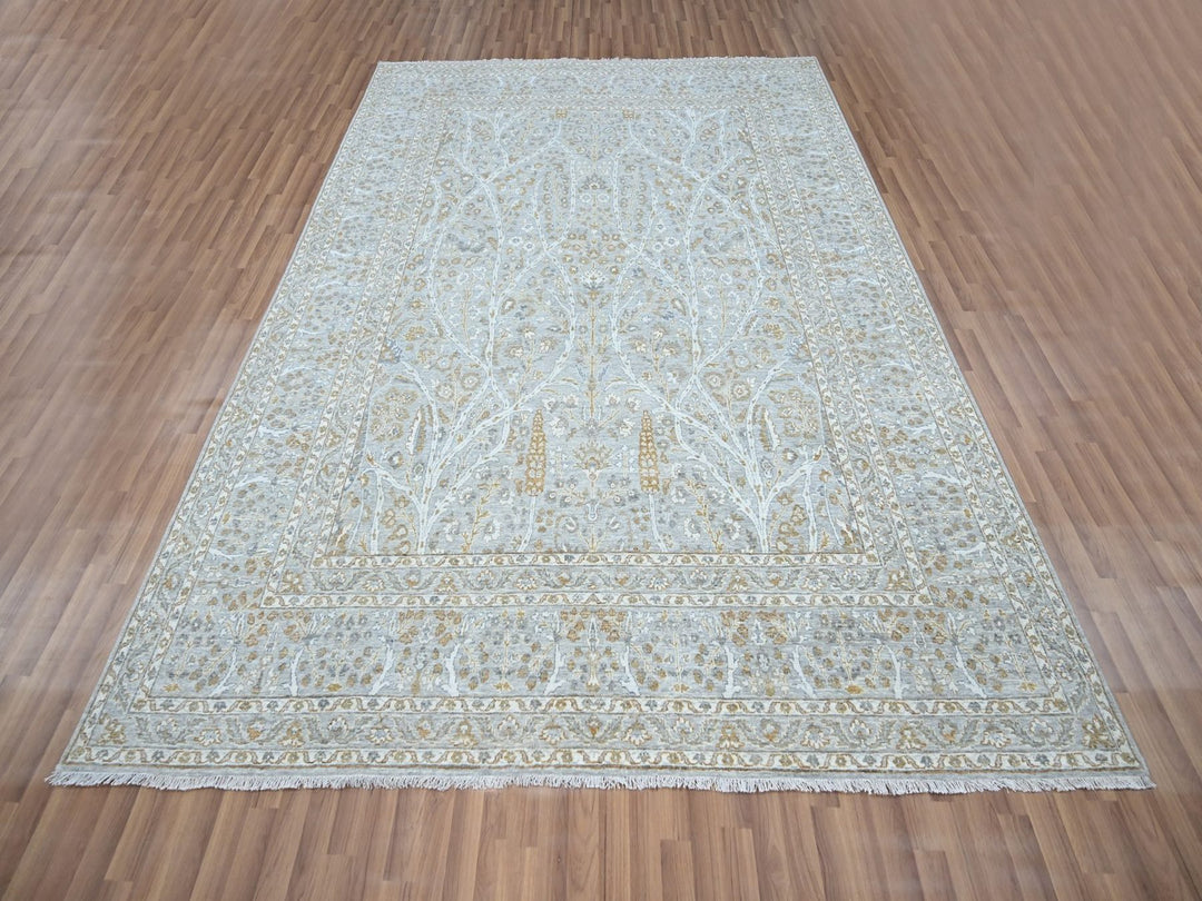 8'2" x 10'3" New Hand Knotted Grey Wool Rectangle Oriental Rug - MOA10276997