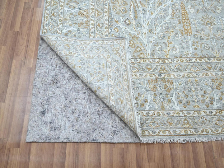 8'2" x 10'3" New Hand Knotted Grey Wool Rectangle Oriental Rug - MOA10276997