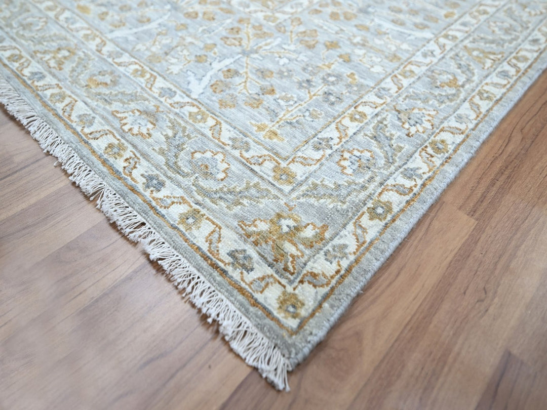 8'2" x 10'3" New Hand Knotted Grey Wool Rectangle Oriental Rug - MOA10276997