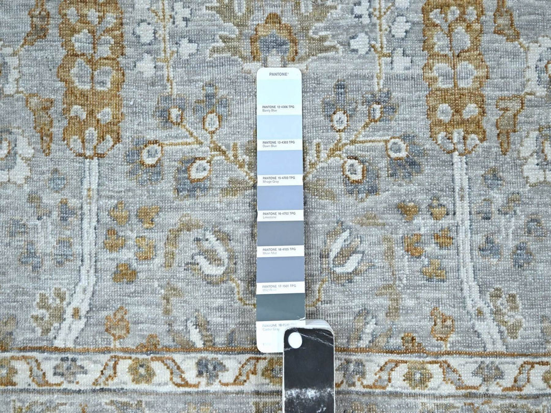 8'2" x 10'3" New Hand Knotted Grey Wool Rectangle Oriental Rug - MOA10276997