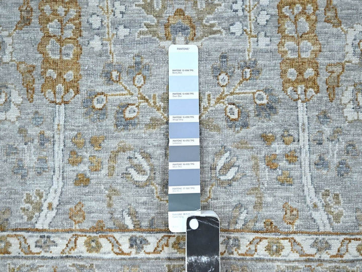 8'2" x 10'3" New Hand Knotted Grey Wool Rectangle Oriental Rug - MOA10276997