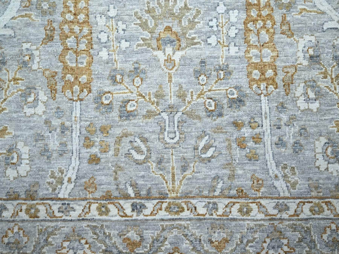 8'2" x 10'3" New Hand Knotted Grey Wool Rectangle Oriental Rug - MOA10276997