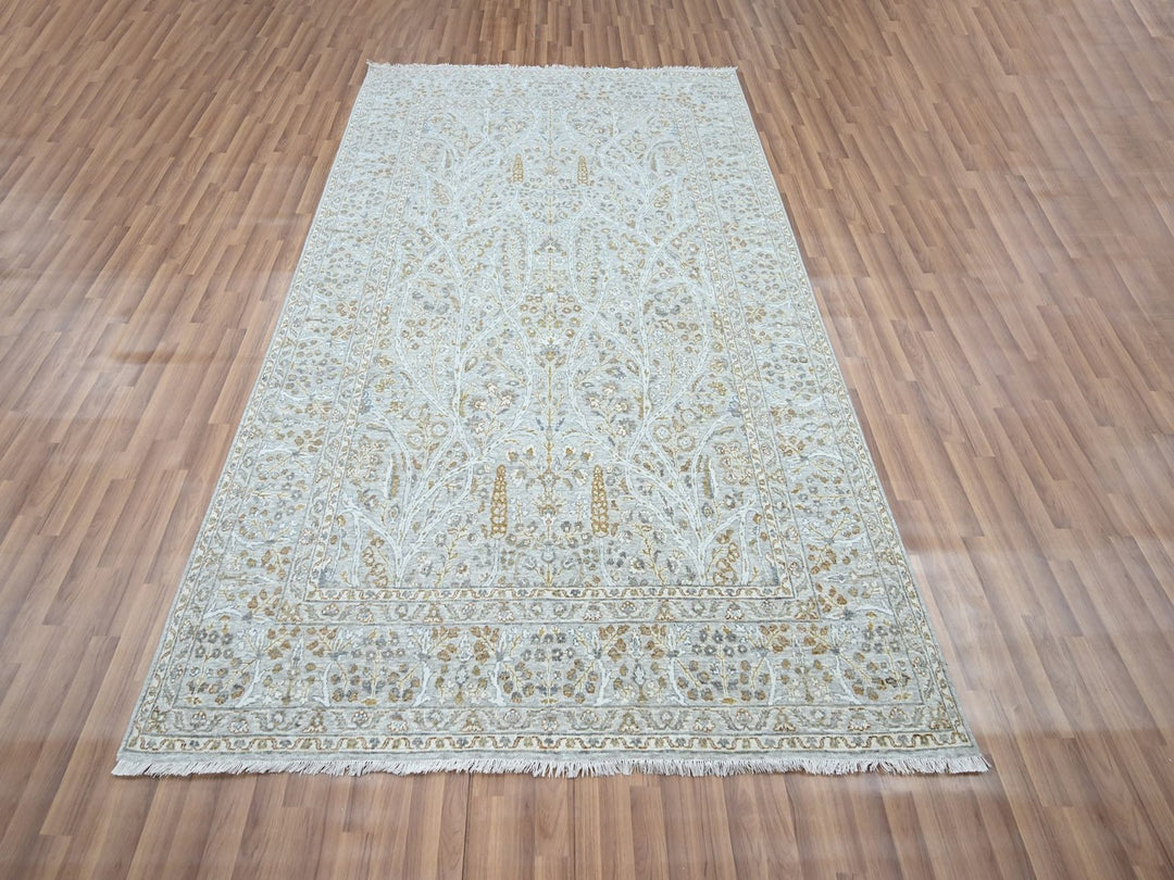 6'1" x 9'1" New Hand Knotted Grey Wool Rectangle Oriental Rug - MOA10276998