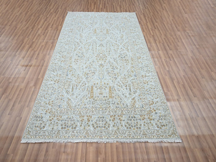 6'1" x 9'1" New Hand Knotted Grey Wool Rectangle Oriental Rug - MOA10276998