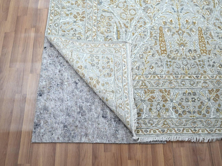 6'1" x 9'1" New Hand Knotted Grey Wool Rectangle Oriental Rug - MOA10276998
