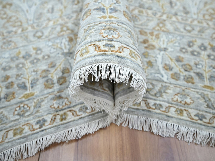 6'1" x 9'1" New Hand Knotted Grey Wool Rectangle Oriental Rug - MOA10276998