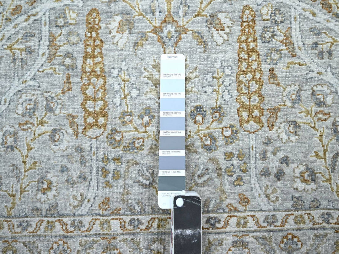 6'1" x 9'1" New Hand Knotted Grey Wool Rectangle Oriental Rug - MOA10276998