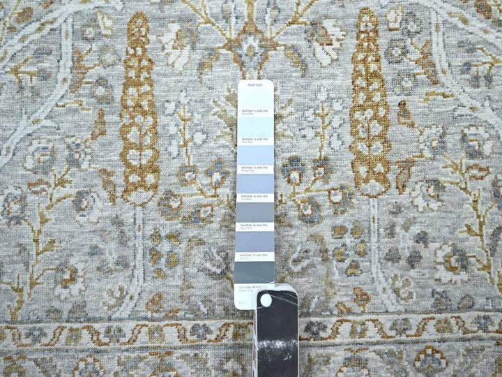 6'1" x 9'1" New Hand Knotted Grey Wool Rectangle Oriental Rug - MOA10276998