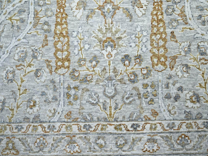 6'1" x 9'1" New Hand Knotted Grey Wool Rectangle Oriental Rug - MOA10276998