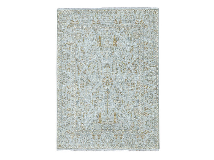 5'2" x 7'1" New Hand Knotted Grey Wool Rectangle Oriental Rug - MOA10276999