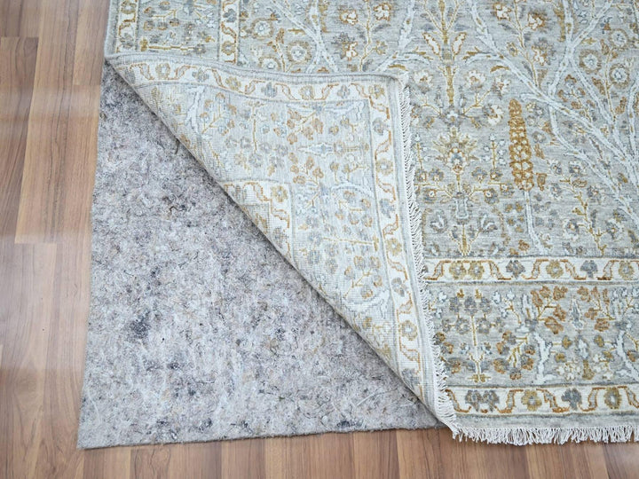 4'1" x 6'1" New Hand Knotted Grey Wool Rectangle Oriental Rug - MOA10277000