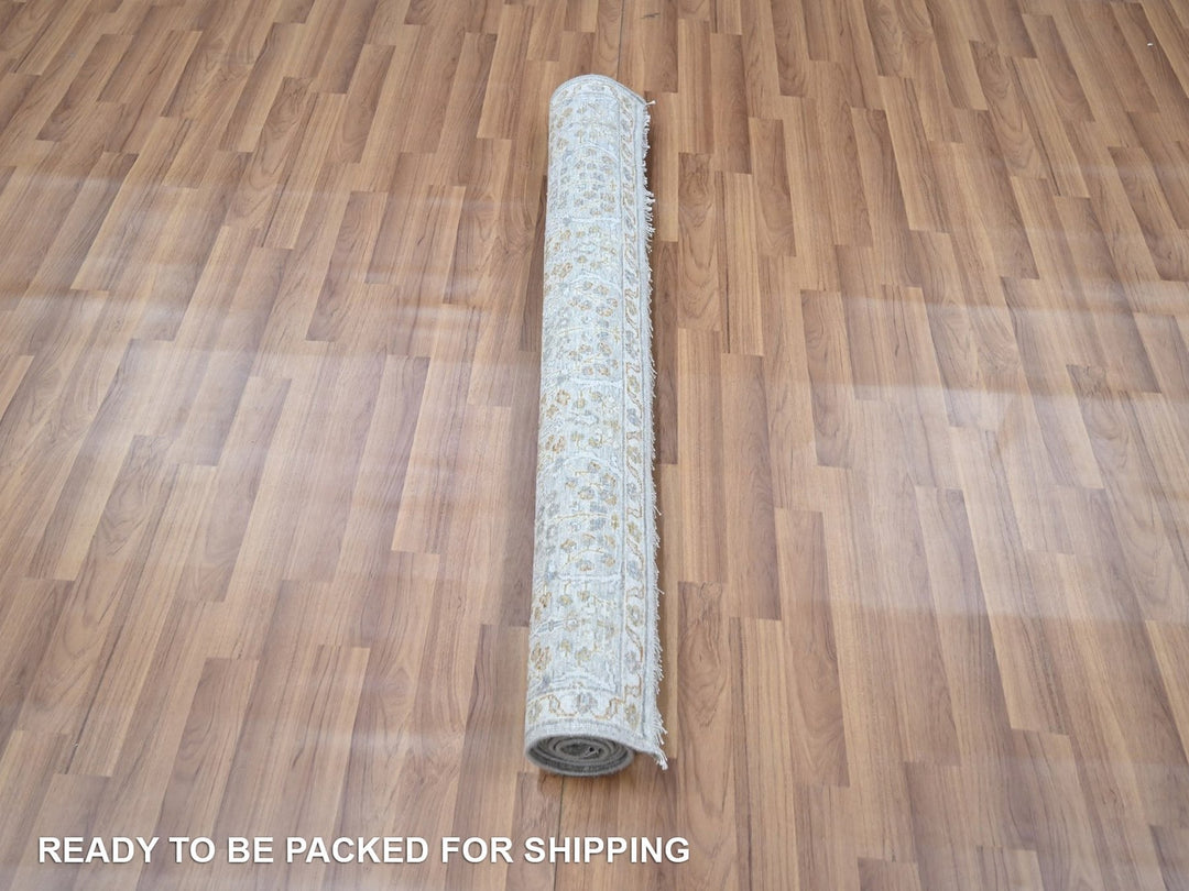 4'1" x 6'1" New Hand Knotted Grey Wool Rectangle Oriental Rug - MOA10277000
