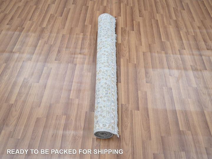 4'1" x 6'1" New Hand Knotted Grey Wool Rectangle Oriental Rug - MOA10277000