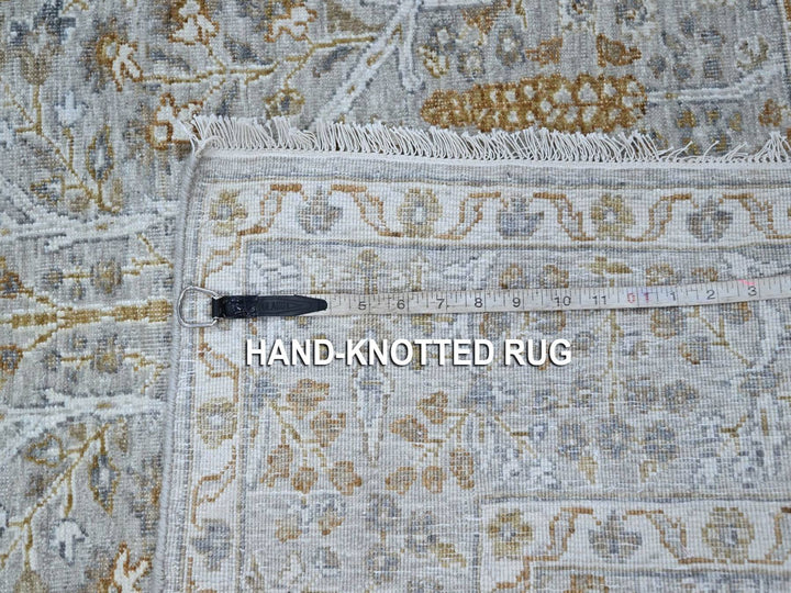 4'1" x 6'1" New Hand Knotted Grey Wool Rectangle Oriental Rug - MOA10277000