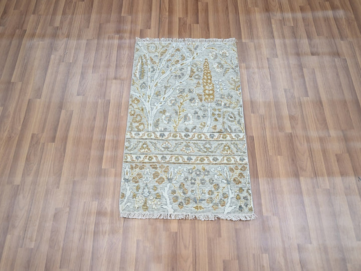 2'0" x 3'0" New Hand Knotted Grey Wool Rectangle Oriental Rug - MOA10277003